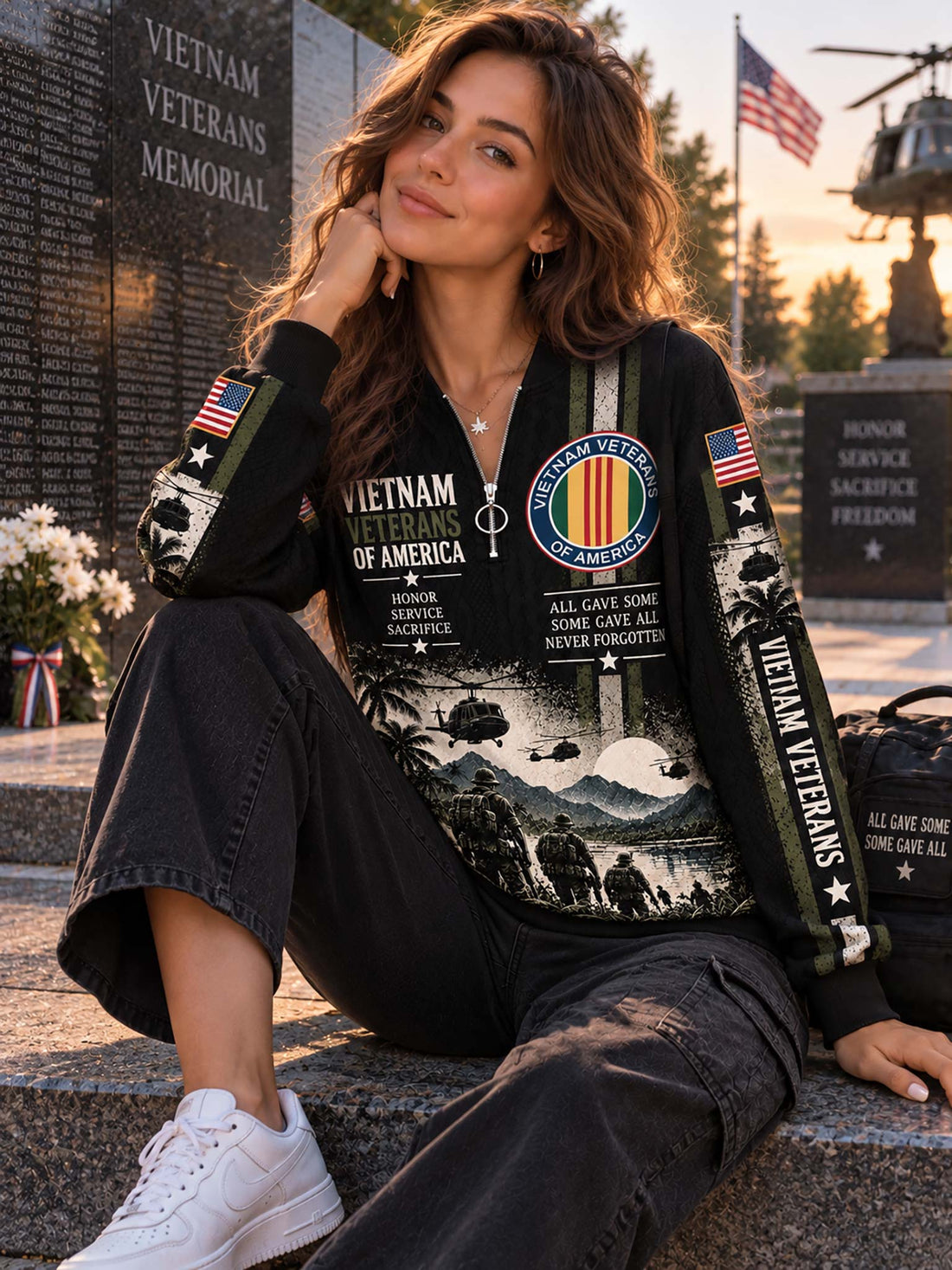 Vietnam Veteran Honorbound Quilted Zip-Up Sweatshirt