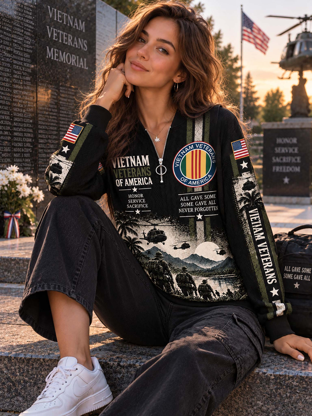 Vietnam Veteran Honorbound Quilted Zip-Up Sweatshirt