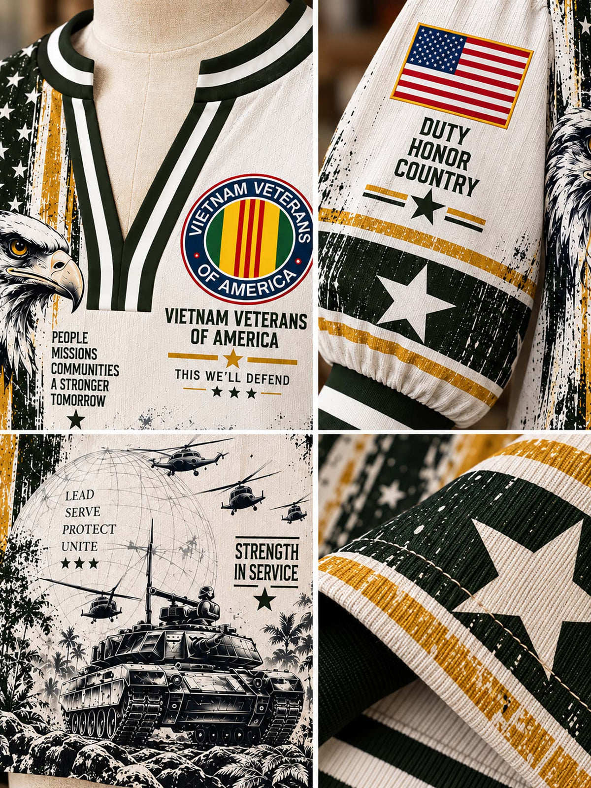 Vietnam Veteran Liberty Crest Satin Top