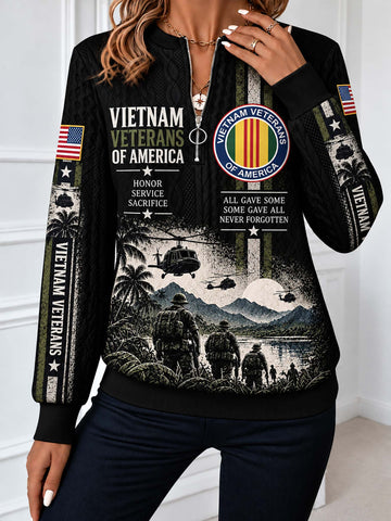 Vietnam Veteran Honorbound Quilted Zip-Up Sweatshirt